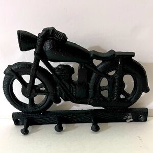 Cast Iron Black Motorcycle Wall Hook Decor